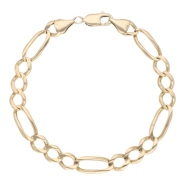 Pulsera de tres eslabones por uno en oro amarillo 14 kilates.