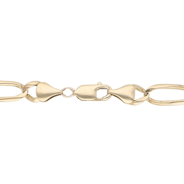 Pulsera de tres eslabones por uno en oro amarillo 14 kilates.