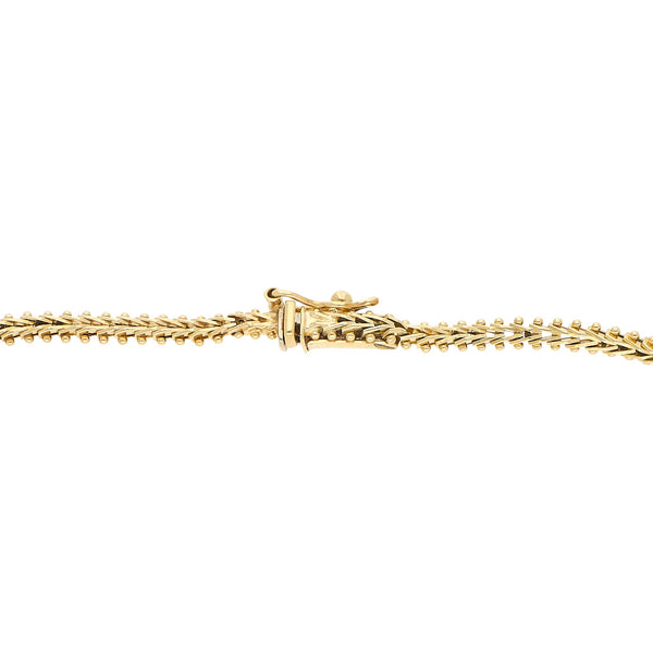 Pulsera eslabón boleado en oro tres tonos 14 kilates.