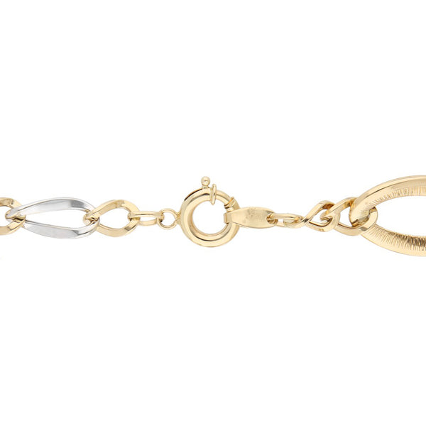 Pulsera eslabón articulado en oro dos tonos 14 kilates.