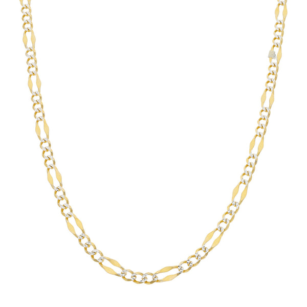 Collar eslabón nudo combinado platinado en oro amarillo 14 kilates.