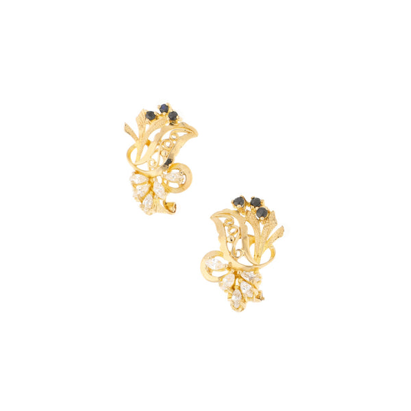 Aretes calados con sintéticos en oro amarillo 14 kialtes.