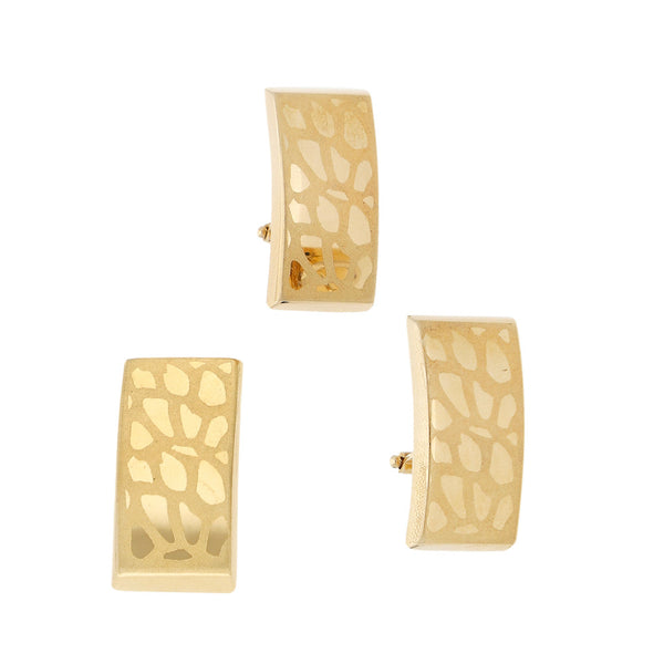 Juego de aretes y dije diseño especial en oro amarillo 14 kilates.