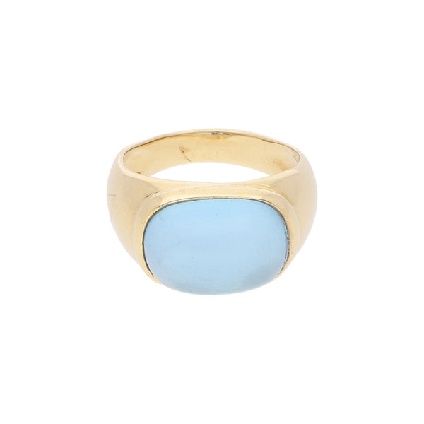 Anillo diseño especial con sintético en oro amarillo 18 kilates.