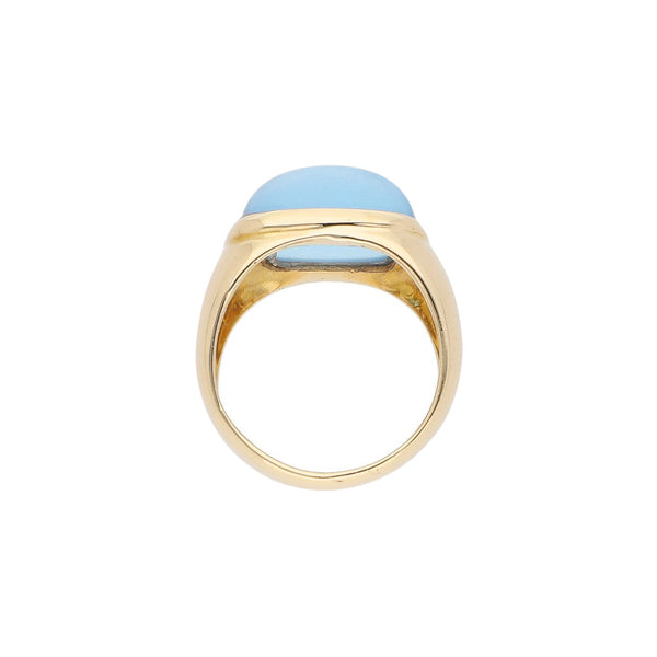 Anillo diseño especial con sintético en oro amarillo 18 kilates.