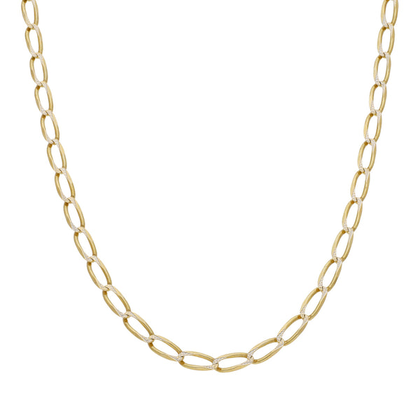 Collar eslabon encontrado platinado en oro amarillo 14 kilates.