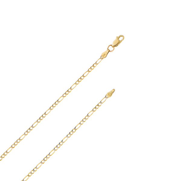 Collar de tres eslabones por uno platinado en oro amarillo 14 kilates.