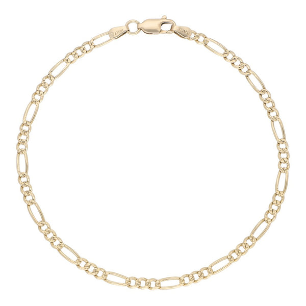 Pulsera de tres eslabones por uno en oro amarillo 14 kilates.