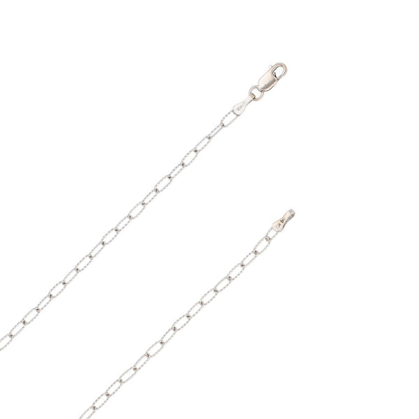 Collar eslabón cruzado en oro blanco 14 kilates.
