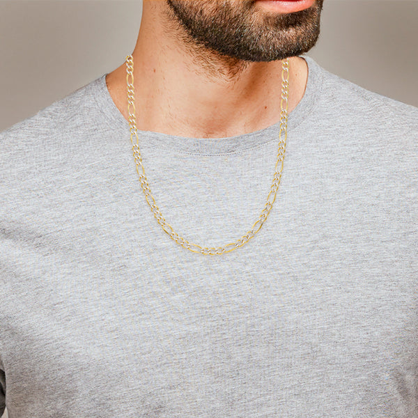 Collar de tres eslabones por uno platinados en oro amarillo 14 kilates.
