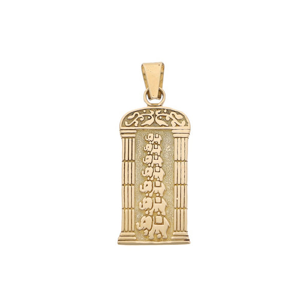 Dije diseño especial motivo elefantes en oro amarillo 14 kilates.
