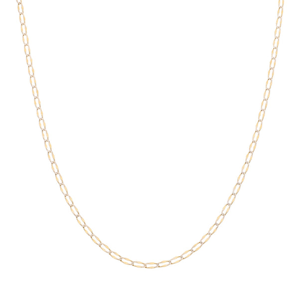 Collar eslabón encontrado platinado en oro amarillo 14 kilates.