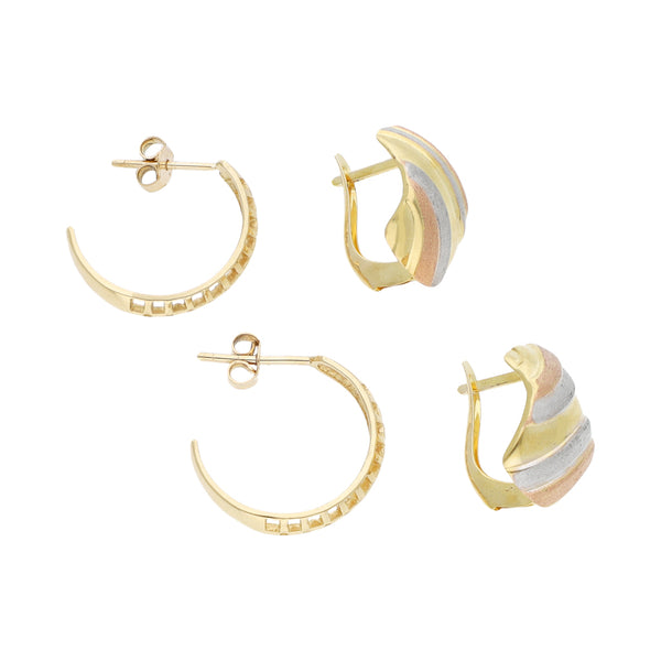 Dos aretes diseño especial en oro amarillo 14 kilates.