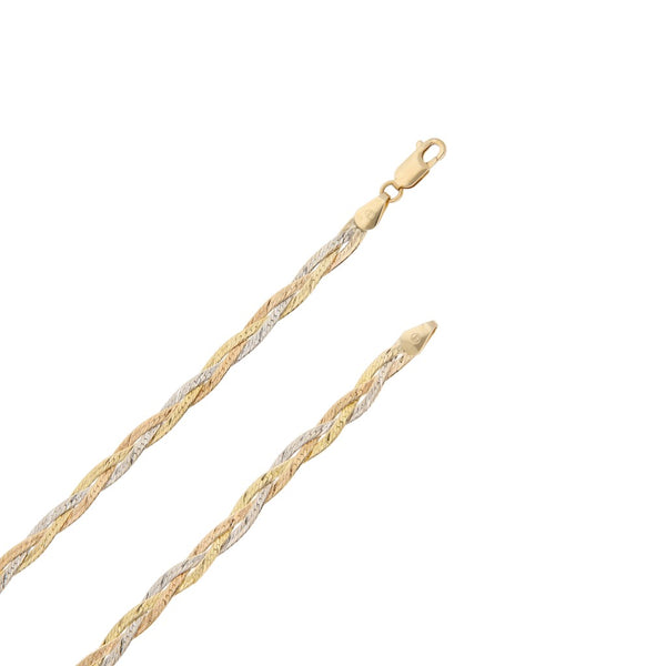 Collar eslabón trenzado en oro tres tonos 14 kilates.