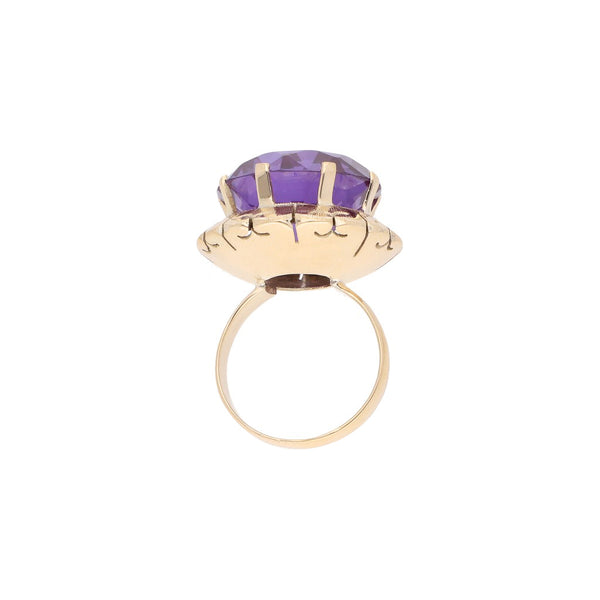 Anillo diseño especial con sintético en oro amarillo 12 kilates.