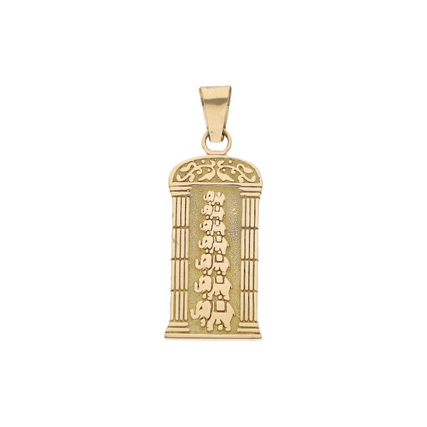 Dije diseño especial motivo elefantes en oro amarillo 14 kilates.