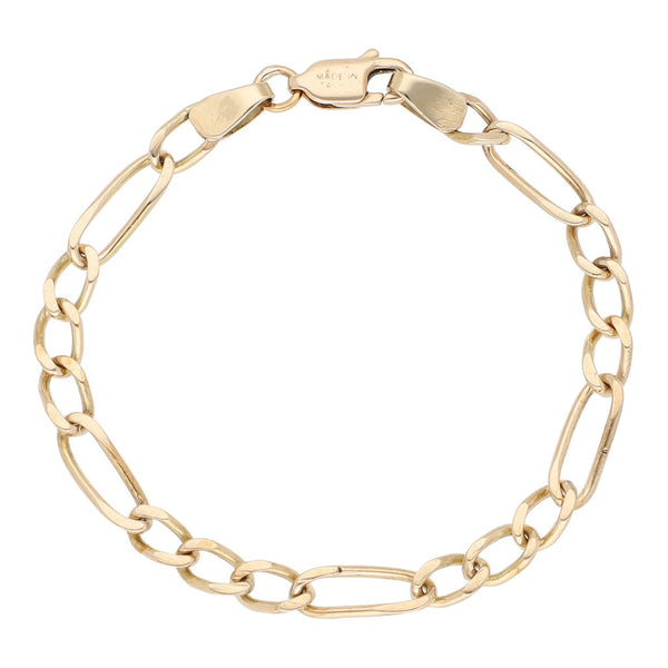 Pulsera infantil de tres eslabones por uno en oro amarillo 14 kilates.