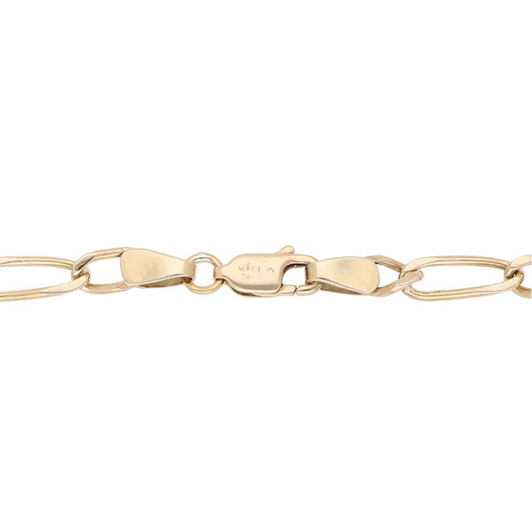 Pulsera infantil de tres eslabones por uno en oro amarillo 14 kilates.