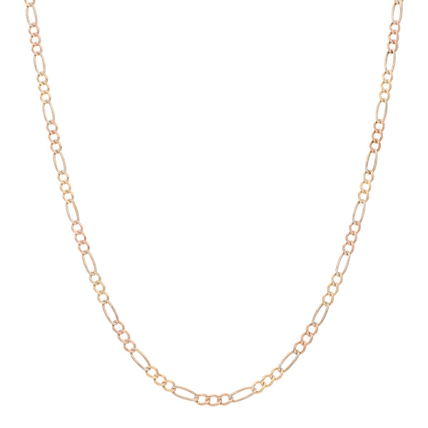 Collar de tres eslabones por uno en oro tres tonos 14 kilates.