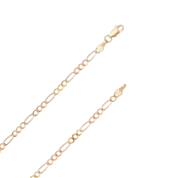 Collar de tres eslabones por uno en oro tres tonos 14 kilates.