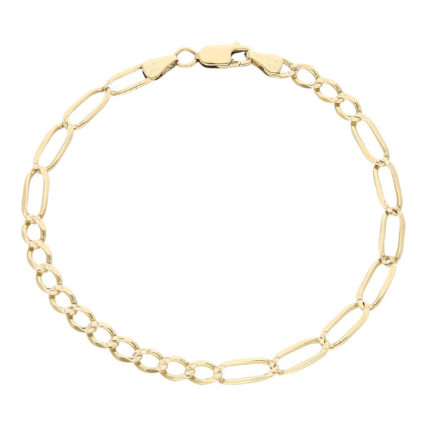Pulsera eslabón combinado platinado en oro amarillo 14 kilates.