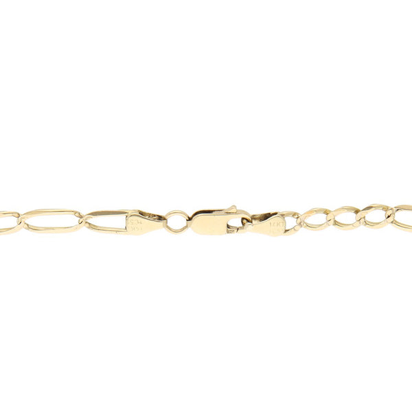 Pulsera eslabón combinado platinado en oro amarillo 14 kilates.