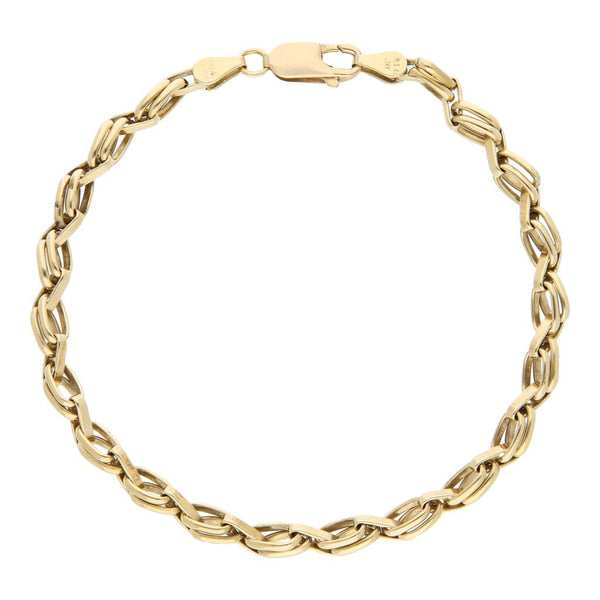 Pulsera eslabón combinado en oro amarillo 14 kilates.