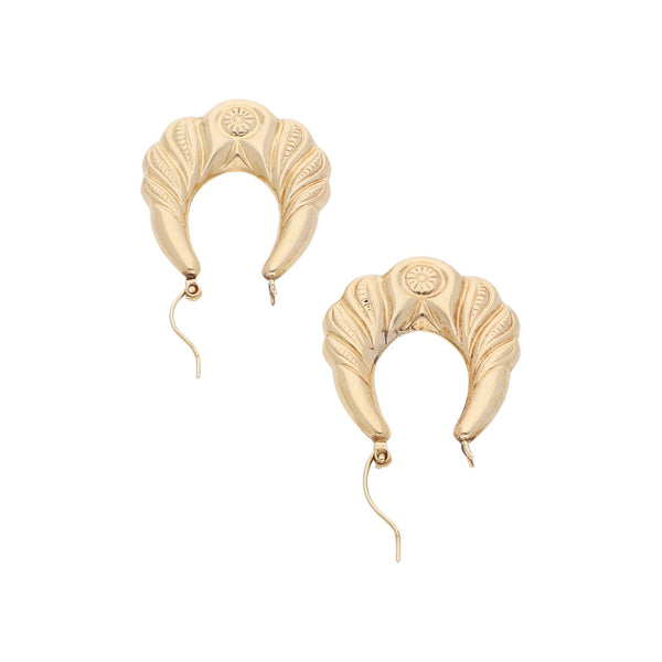 Arracadas huecas en oro amarillo 14 kilates.
