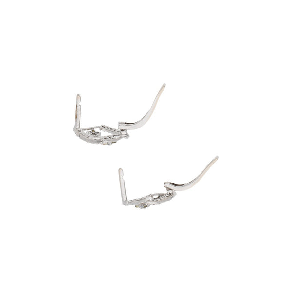 Aretes calados con sintéticos en oro blanco 14 kilates.