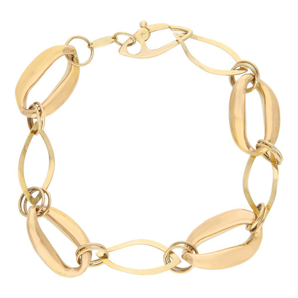 Pulsera de eslabón combinado en oro amarillo 14 kilates.