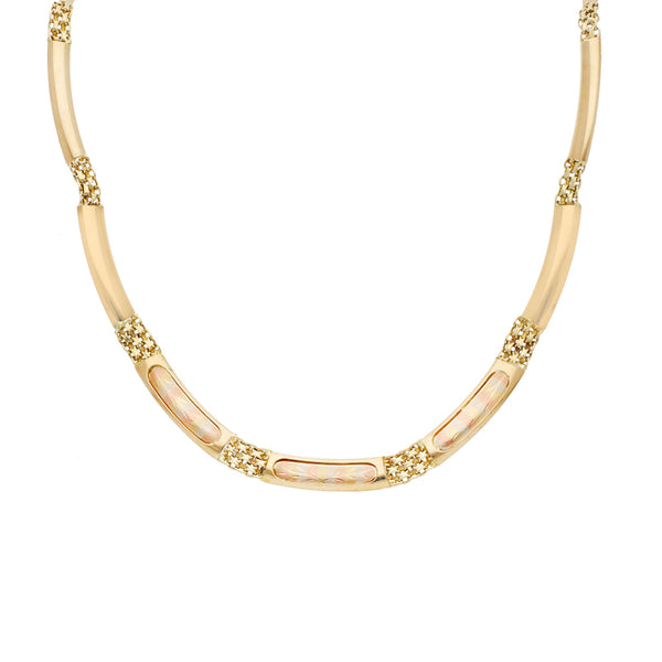 Gargantilla eslabón combinado en oro amarillo 14 kilates.