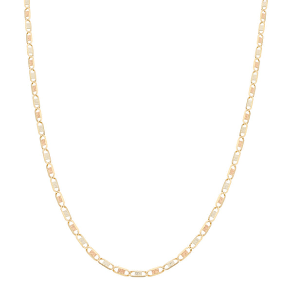Collar eslabón nudo marino en oro tres tonos 14 kilates.