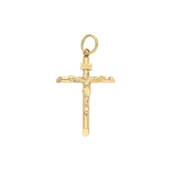 Crucifijo diseño especial en oro amarillo 14 kilates.