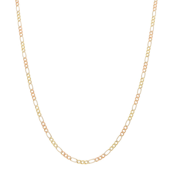 Collar de tres eslabones por uno en oro tres tonos 14 kilates.