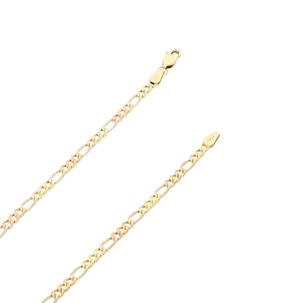 Collar de tres eslabones por uno en oro tres tonos 14 kilates.