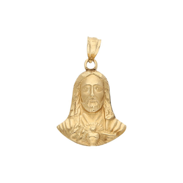 Medalla laminada motivo Sagrado Corazón en oro amarillo 14 kilates.