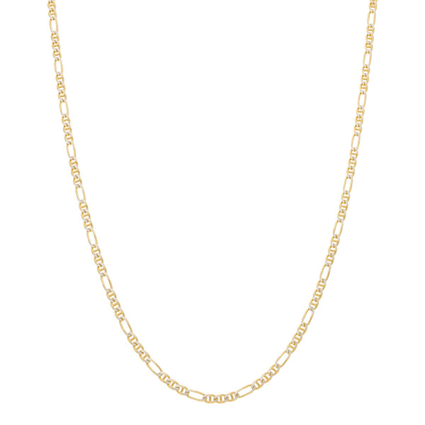 Collar eslabón combinado platinado en oro amarillo 14 kilates.