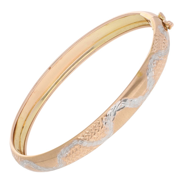 Pulsera de arillo labrada en oro rosa 14 kilates.