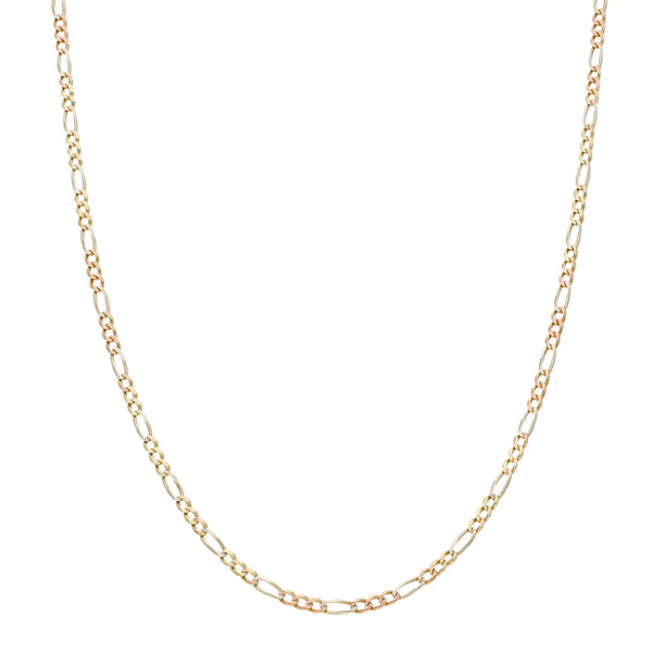 Collar de tres eslabones por uno en oro tres tonos 14 kilates.