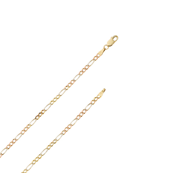 Collar de tres eslabones por uno en oro tres tonos 14 kilates.