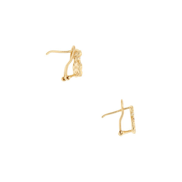 Aretes diseño especial con sintéticos motivo oso en oro amarillo 14 kilates.