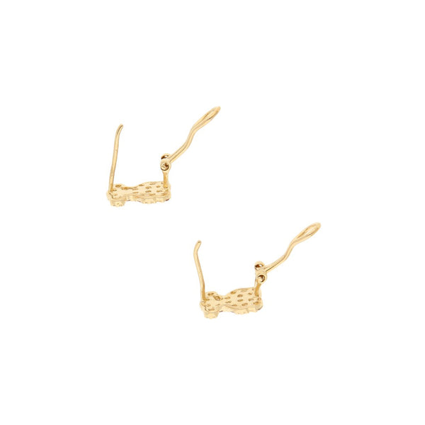 Aretes diseño especial con sintéticos motivo oso en oro amarillo 14 kilates.