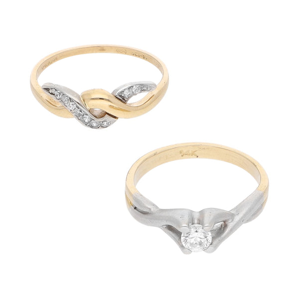 Dos anillos diseño especial en oro dos tonos 14 kilates.