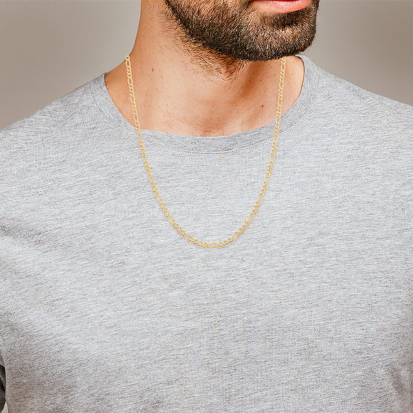 Collar de tres eslabones por uno platinados en oro amarillo 14 kilates.