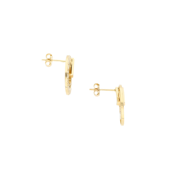 Broqueles diseño especial con sintéticos motivo números romanos en oro amarillo 14 kilates.