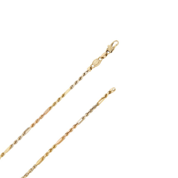 Collar eslabón torzal en oro tres tonos 14 kilates.