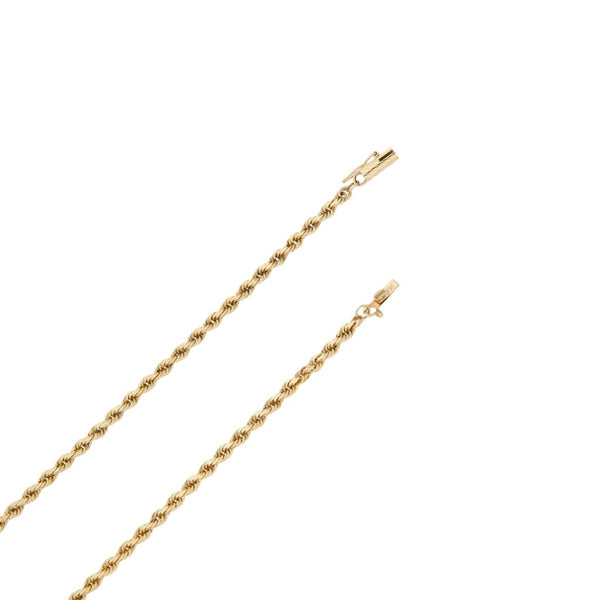 Collar eslabón torzal y dije diseño labrado motivo flor en oro dos tonos 14 kilates.