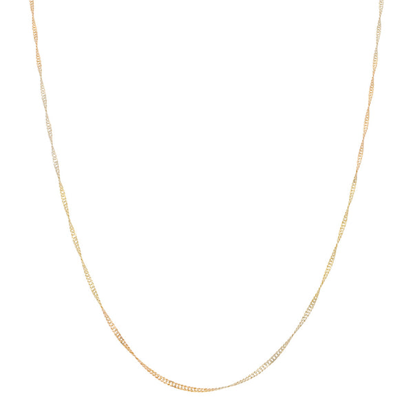 Collar eslabón torzal en oro tres tonos 14 kilates.