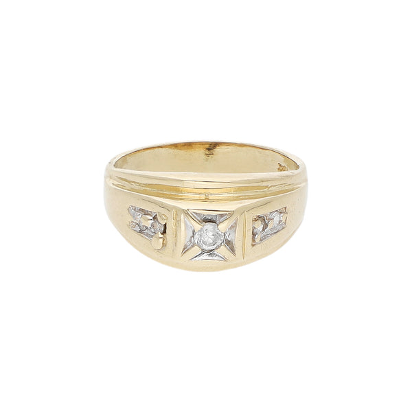 Anillo diseño especial con sintéticos en oro amarillo 14 kilates.