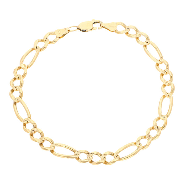 Pulsera de tres eslabones por uno en oro amarillo 14 kilates.
